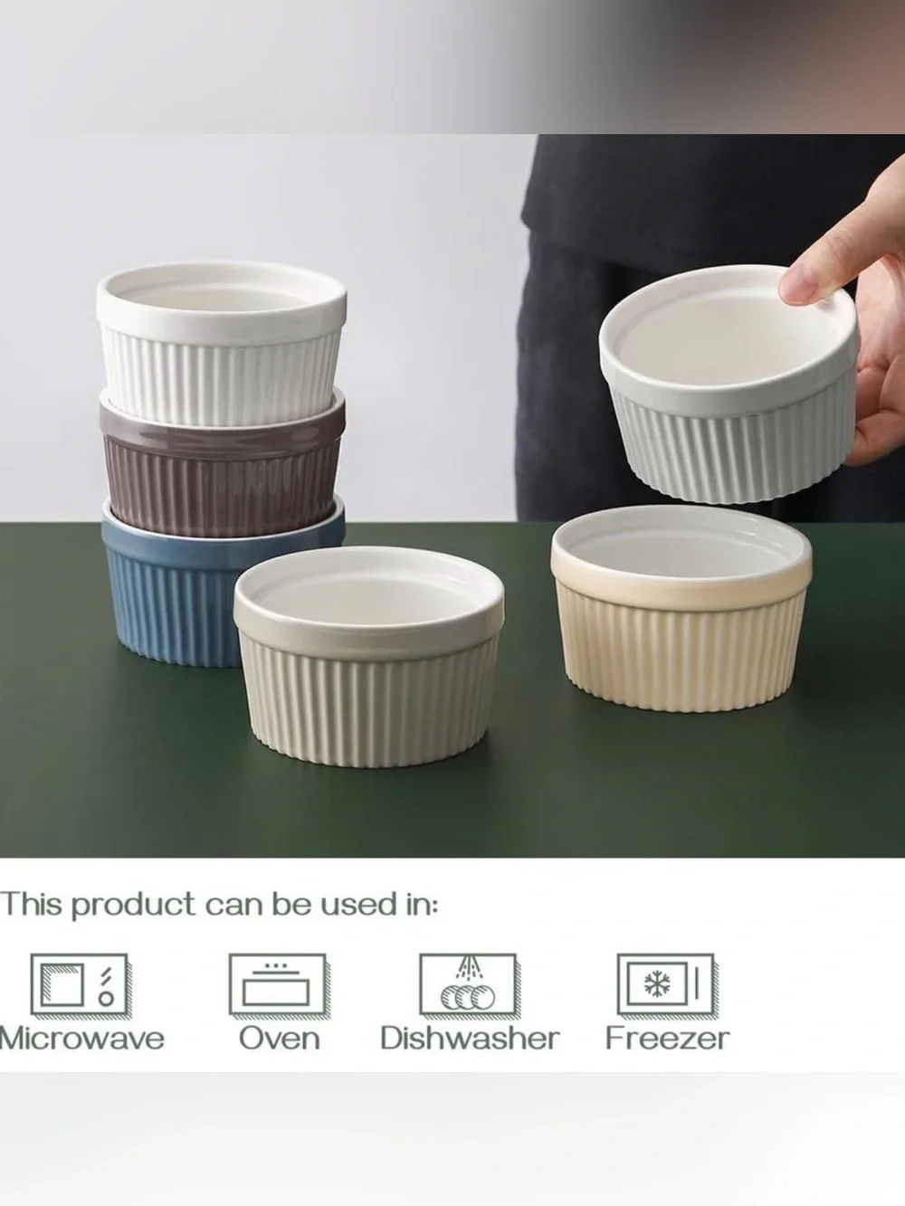 NEW DOWAN Ramekins - Set of 6 Oven-Safe Porcelain Ramekins, 4oz